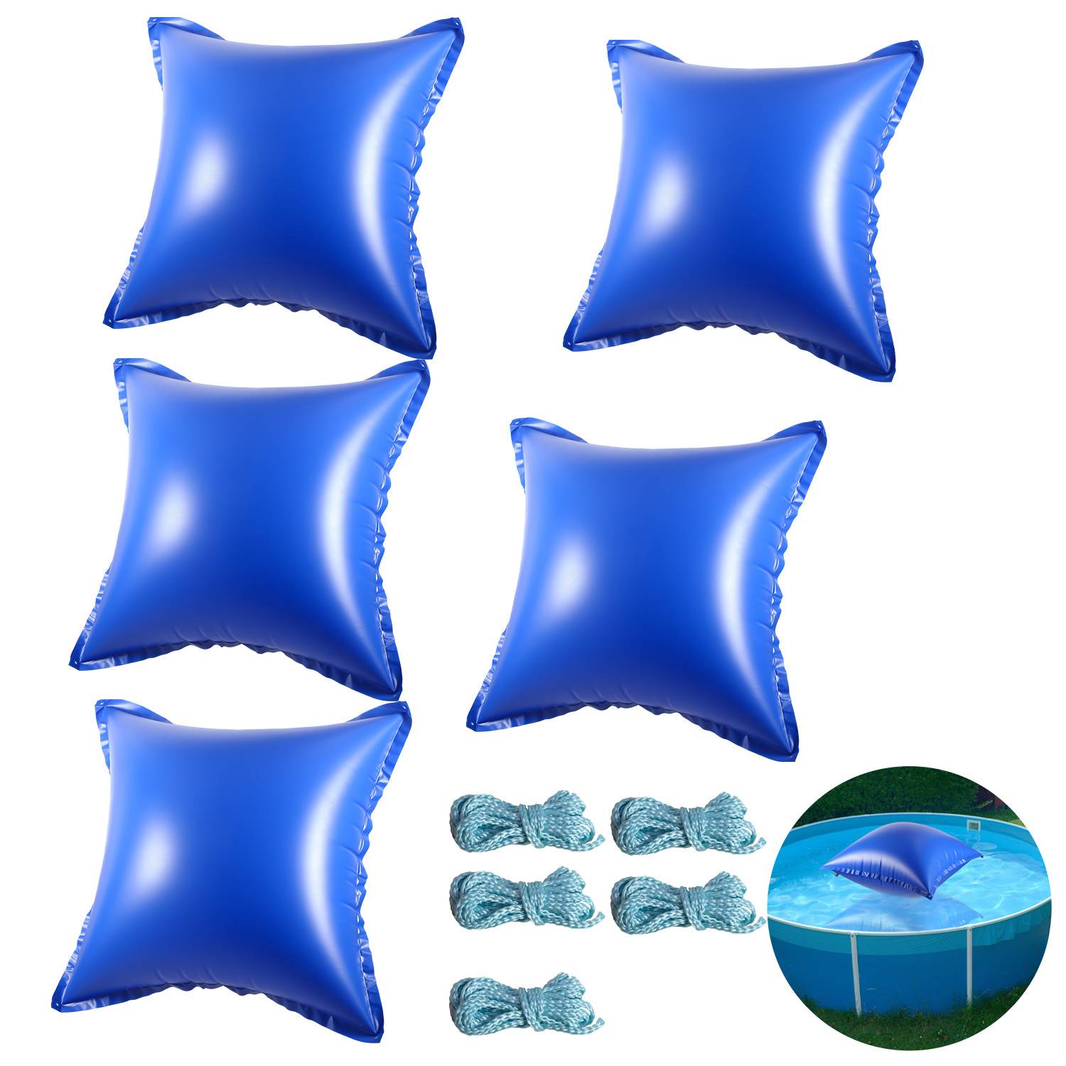 Poolkissen Luftkissen 120x120cm Winterkissen Poolpolster Pool Abdeckung quadratisch für Schwimmbad geeignet als Winterabdeckung 5 Stück