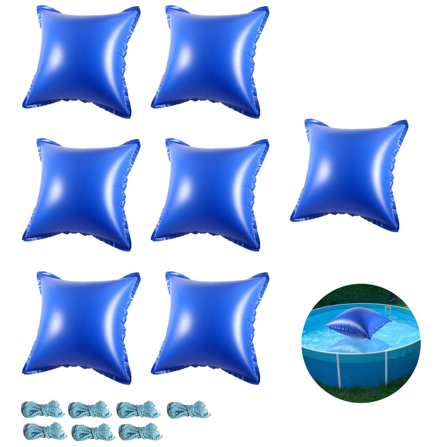 Poolkissen Luftkissen 120x120cm Winterkissen Poolpolster Pool Abdeckung quadratisch für Schwimmbad geeignet als Winterabdeckung 7 Stück