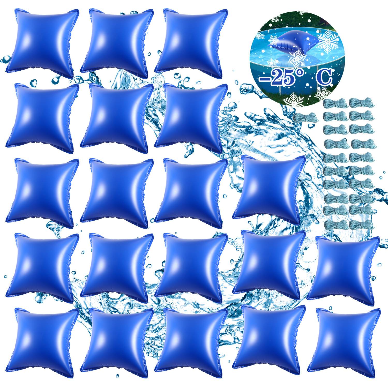 Poolkissen Luftkissen 120x120cm Winterkissen Poolpolster Pool Abdeckung quadratisch für Schwimmbad geeignet als Winterabdeckung 20 Stück