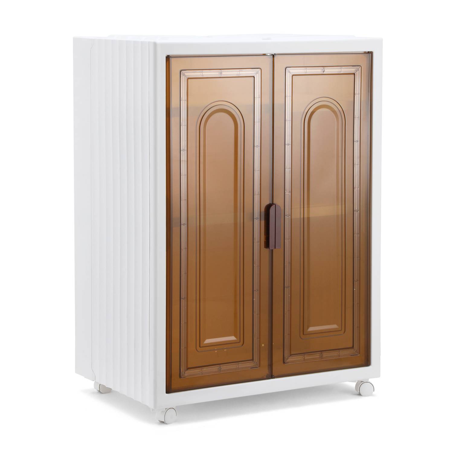 Aufbewahrungsbox faltbar, 3 Ebenen Aufbewahrungsboxen mit Tür & Rollen für Küche,Büro & Woh, Weiss