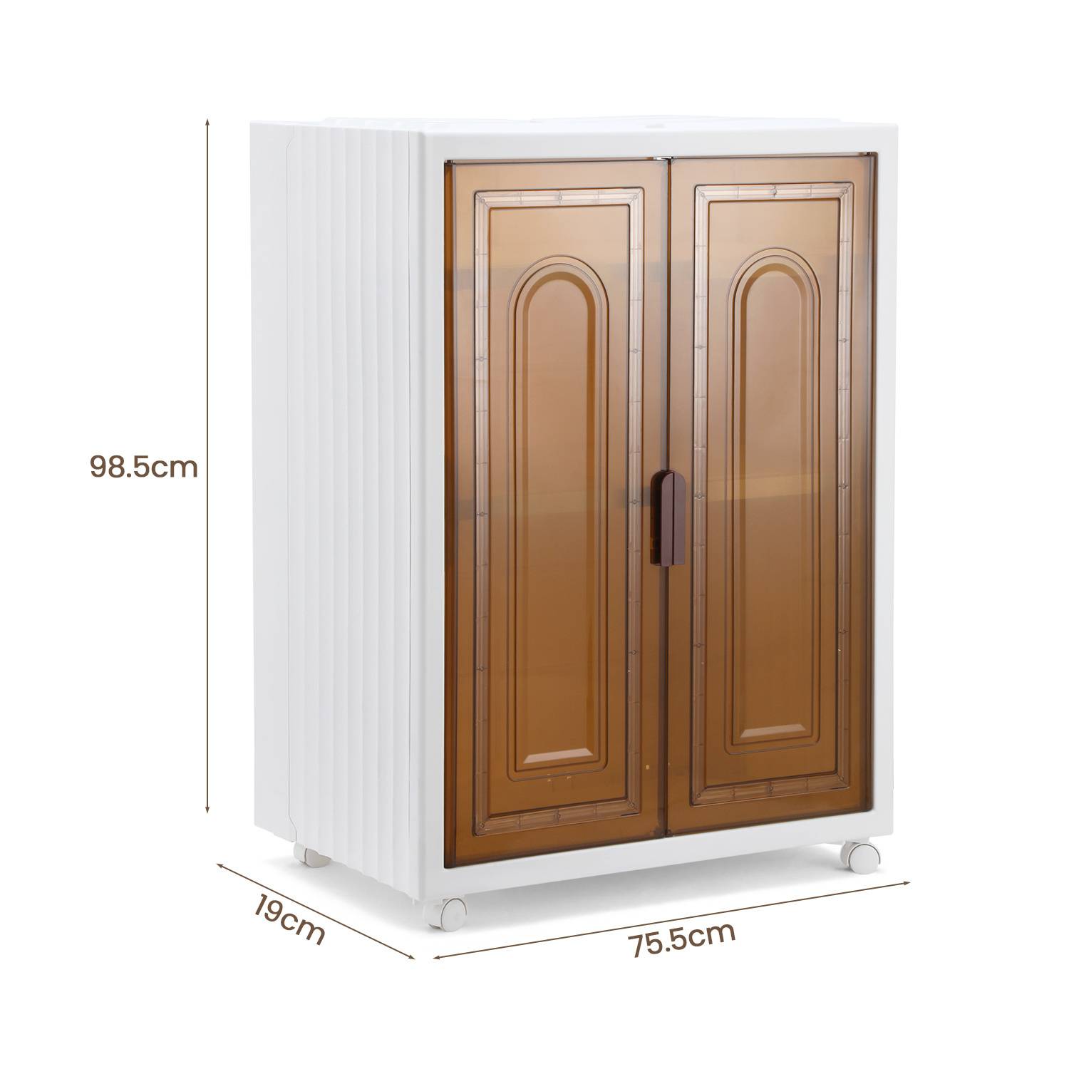 Aufbewahrungsbox faltbar, 3 Ebenen Aufbewahrungsboxen mit Tür & Rollen für Küche,Büro & Woh, Weiss