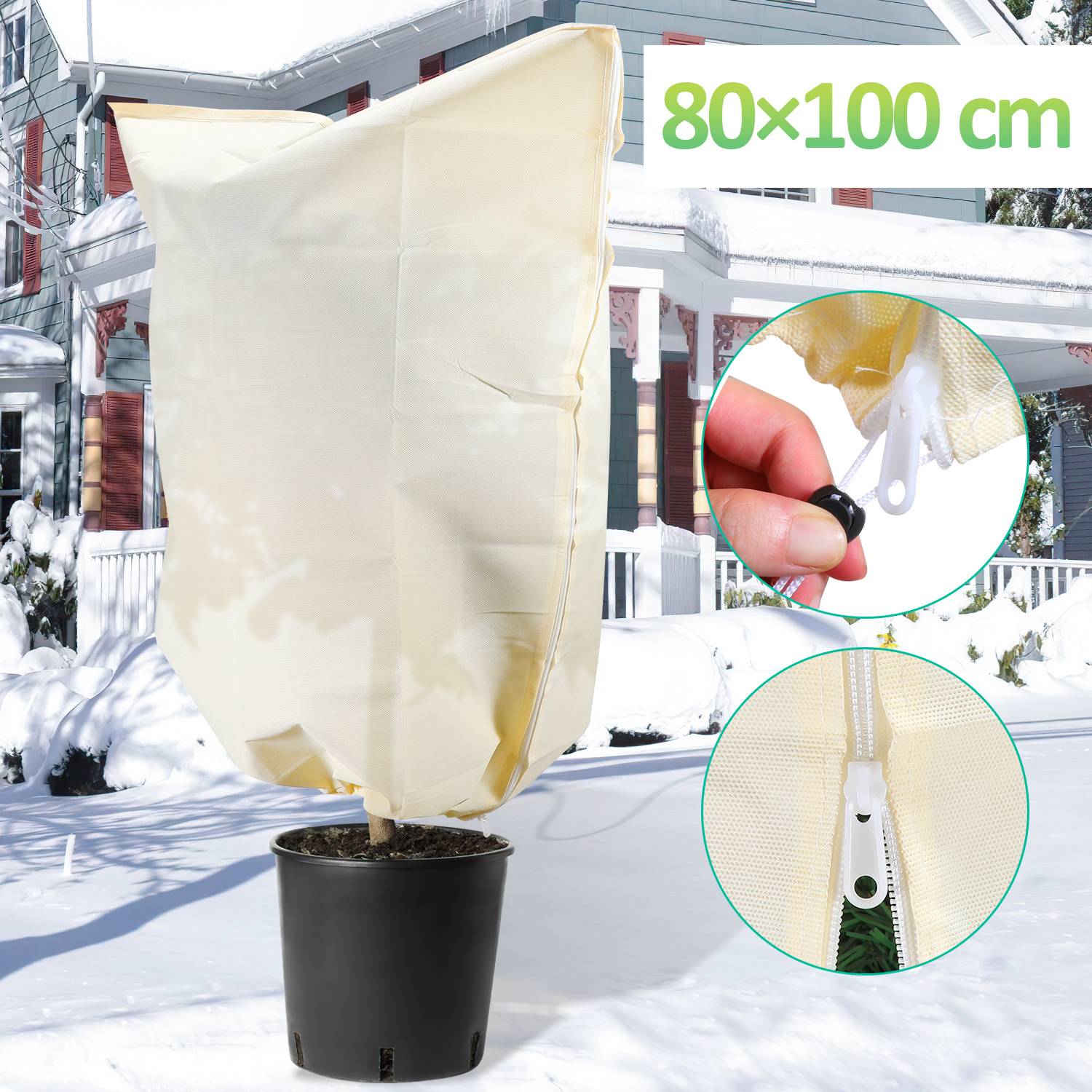 1x Winterschutz 80x100cm für Kübelpflanzen Palmen Frostschutz Winterschutz Pflanzen Gartenvlies 100g/m²