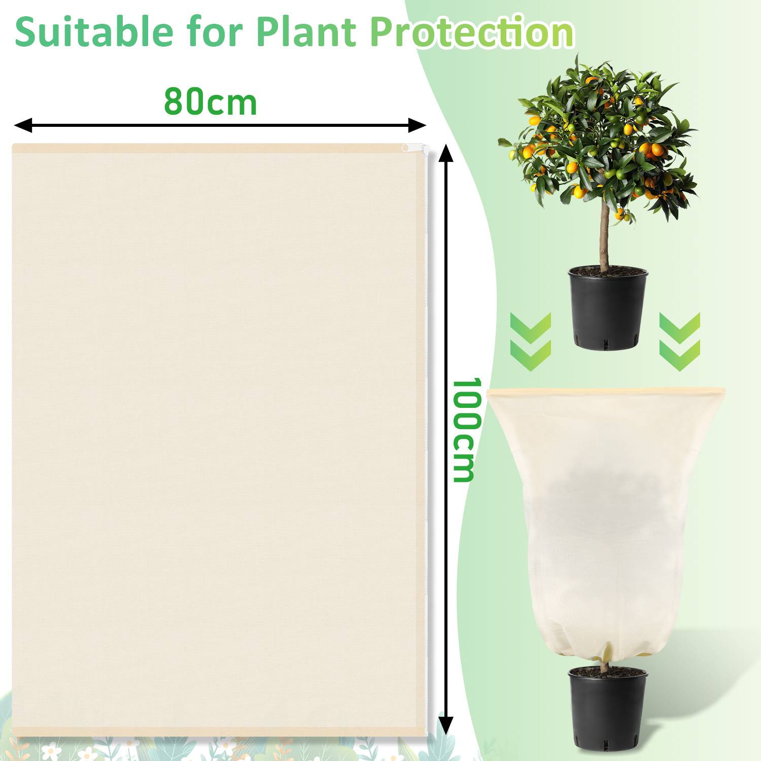 1x Winterschutz 80x100cm für Kübelpflanzen Palmen Frostschutz Winterschutz Pflanzen Gartenvlies 100g/m²