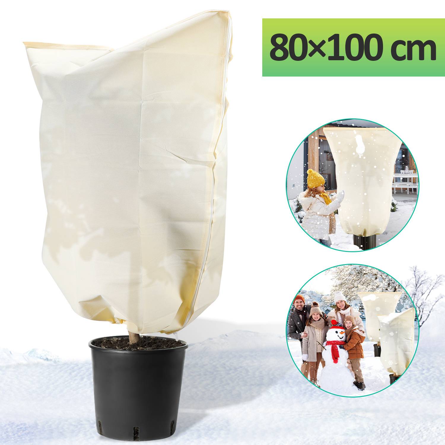 2x Winterschutz 80x100cm für Kübelpflanzen Palmen Frostschutz Winterschutz Pflanzen Gartenvlies 100g/m²