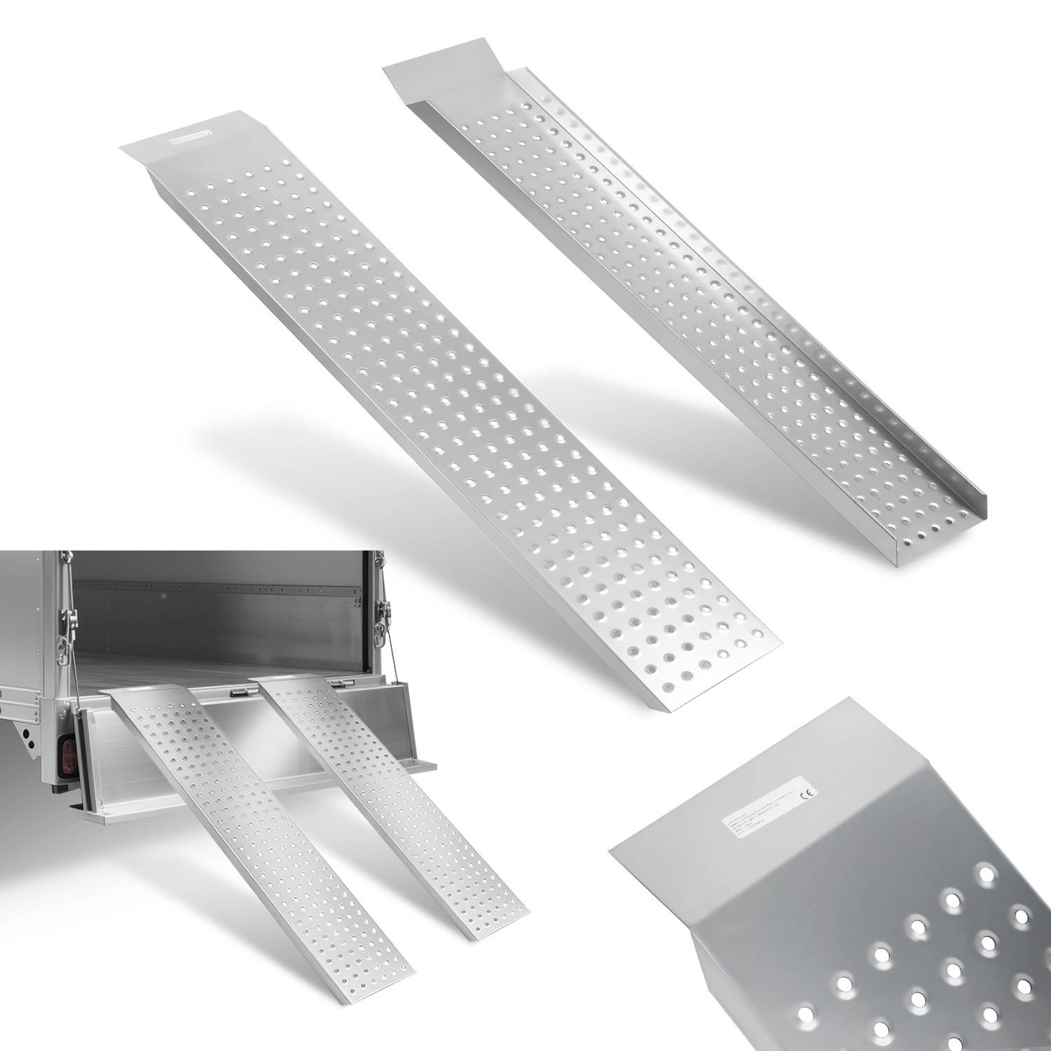 2X Auffahrrampe Verladerampe 135 x 22.5 x 4 cm Rampe Verladeschiene Auto Laderampe für Motorrad, Anhänger bis 400kg