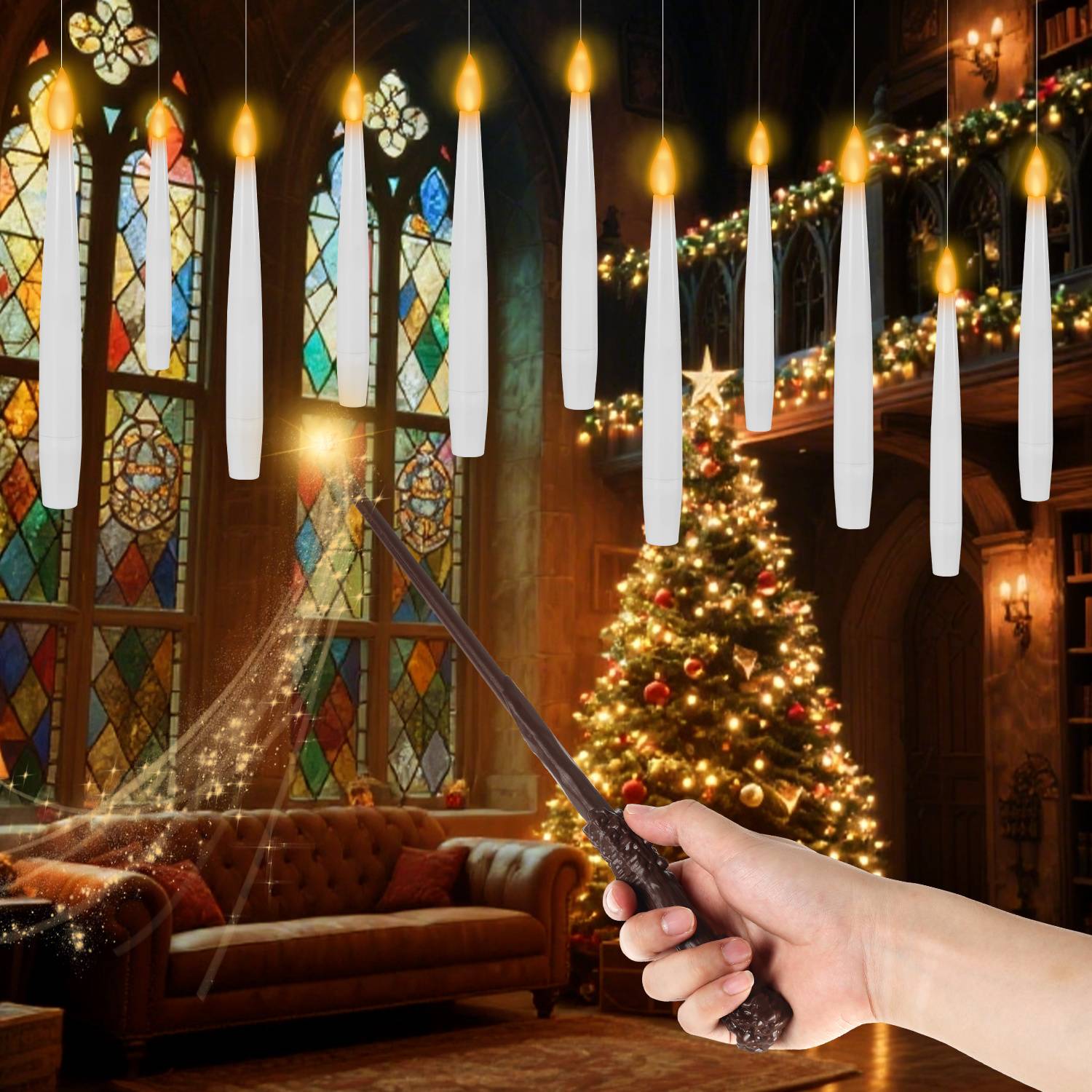 LED Kerzen schwebend 12Stück Zauberstab Fernbedienung,15cm Kerzen