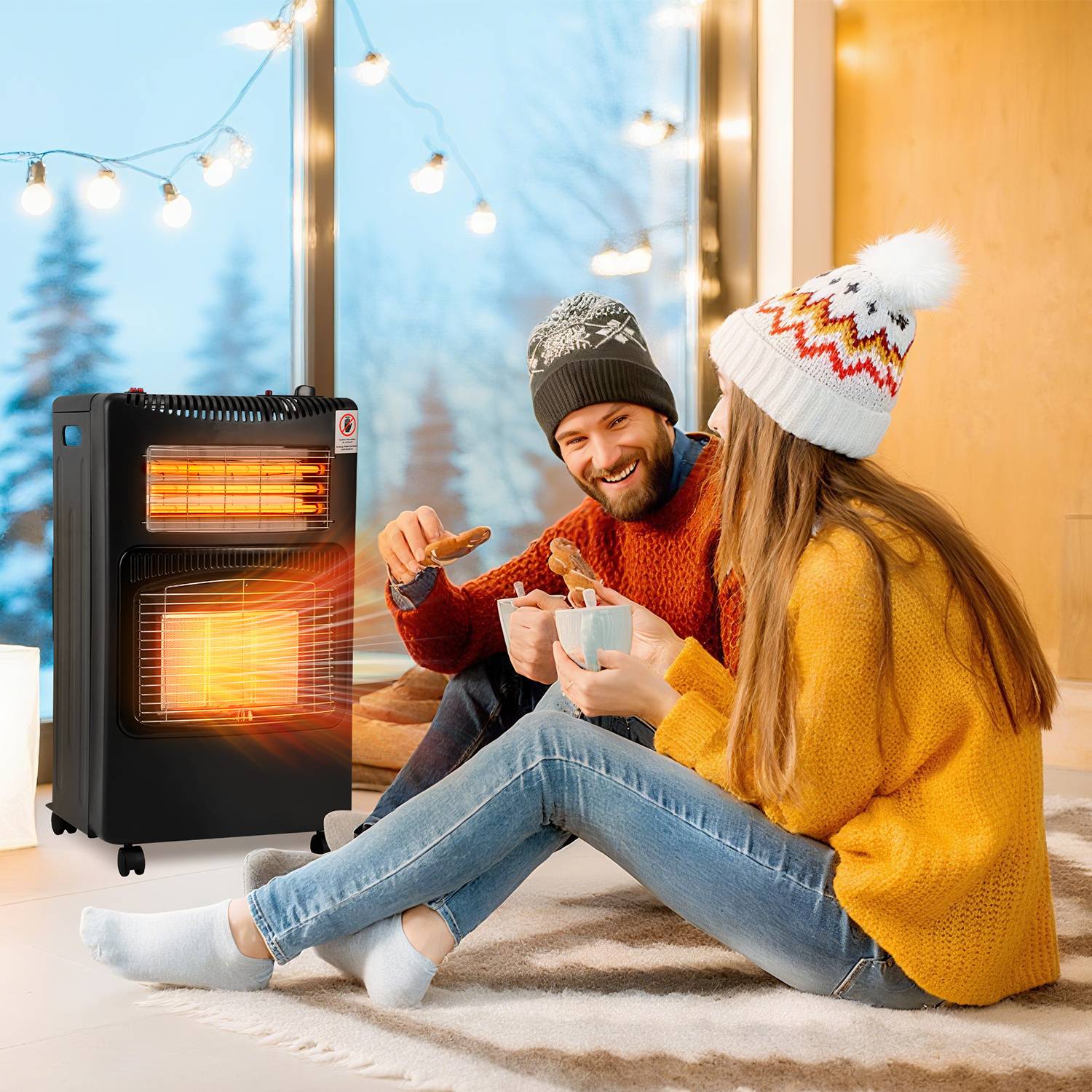 Heizstrahler Gasheizer Gasheizung 4,2KW inkl. Schlauch, Infrarot Keramikbrenner,Butan- oder Propangasflaschen bis 15kg