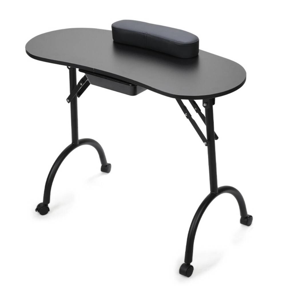 Klappbarer Maniküretisch 90 x 37 x 70 cm mit Tragetasche Nageltisch Maniküre-Tisch für Nagelrekonstruktion mit Rollen Schwarz