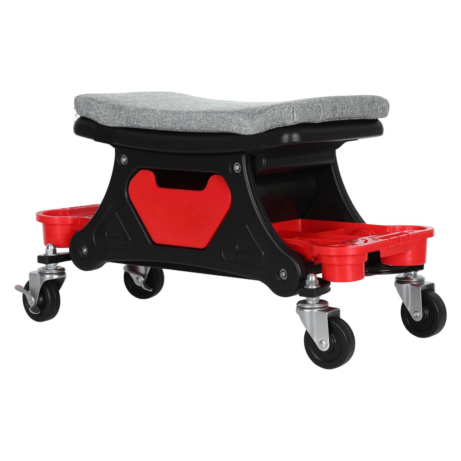 Werkstatt-Rollsitz, 640x320x355 mm, 185 kg Belastbarkeit, für Werkstatt & Autowartung, 4 Zoll Gummirollen mit 2 Bremsen, Werkstatthocker