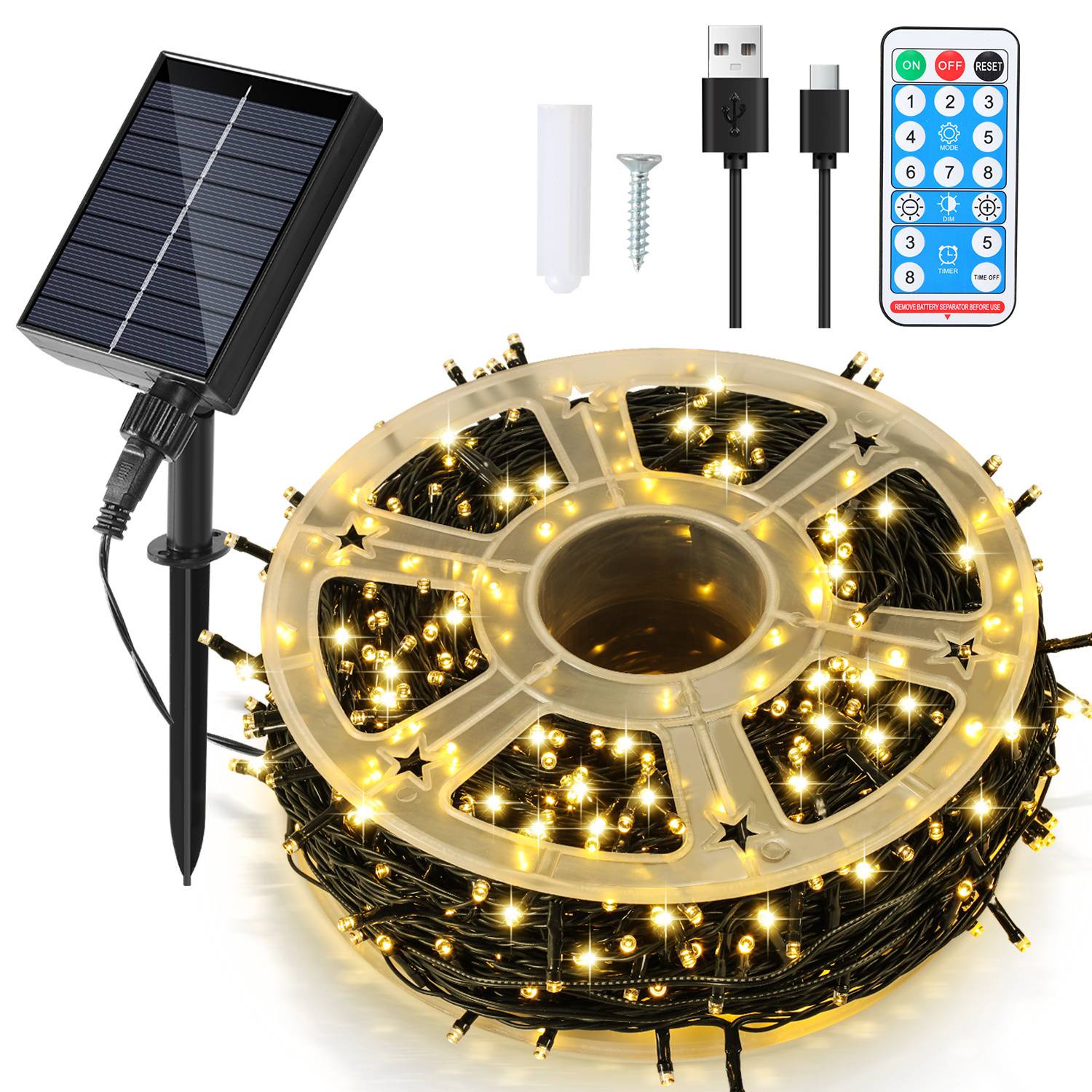 LED Solar Lichterkette 80M 800LEDs Wasserdicht und mit 8 Modi für Außen Innen Garten Party & Weihnachtsdeko Outdoor Beleuchtung Deko, Warmweiß