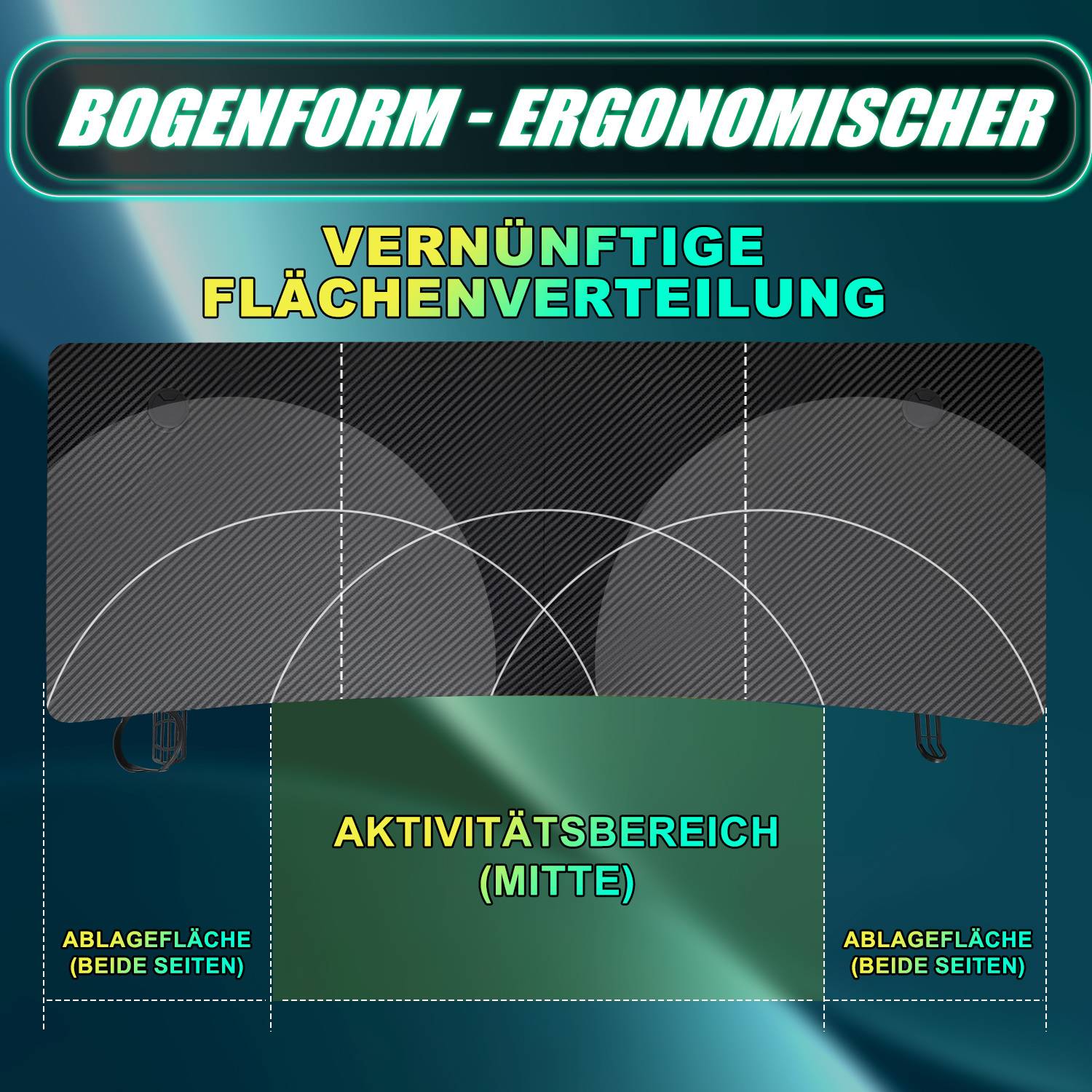 Gaming Tisch 140x60cm höhenverstellbar Mauspad, Headset- & Becherhalter, Kabeldurchlass