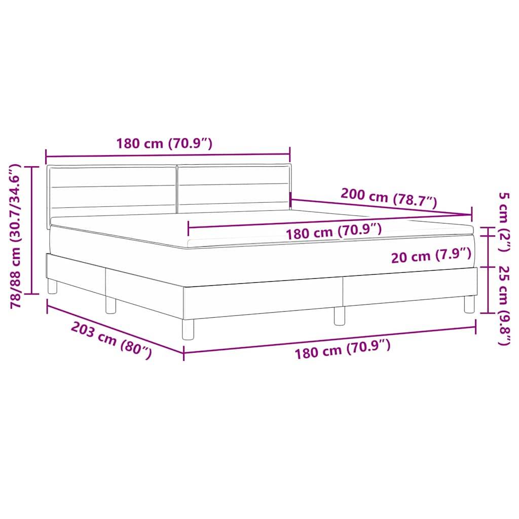 vidaXL LED Boxspringbett mit Matratze Schwarz 180 x 200 cm Stoff