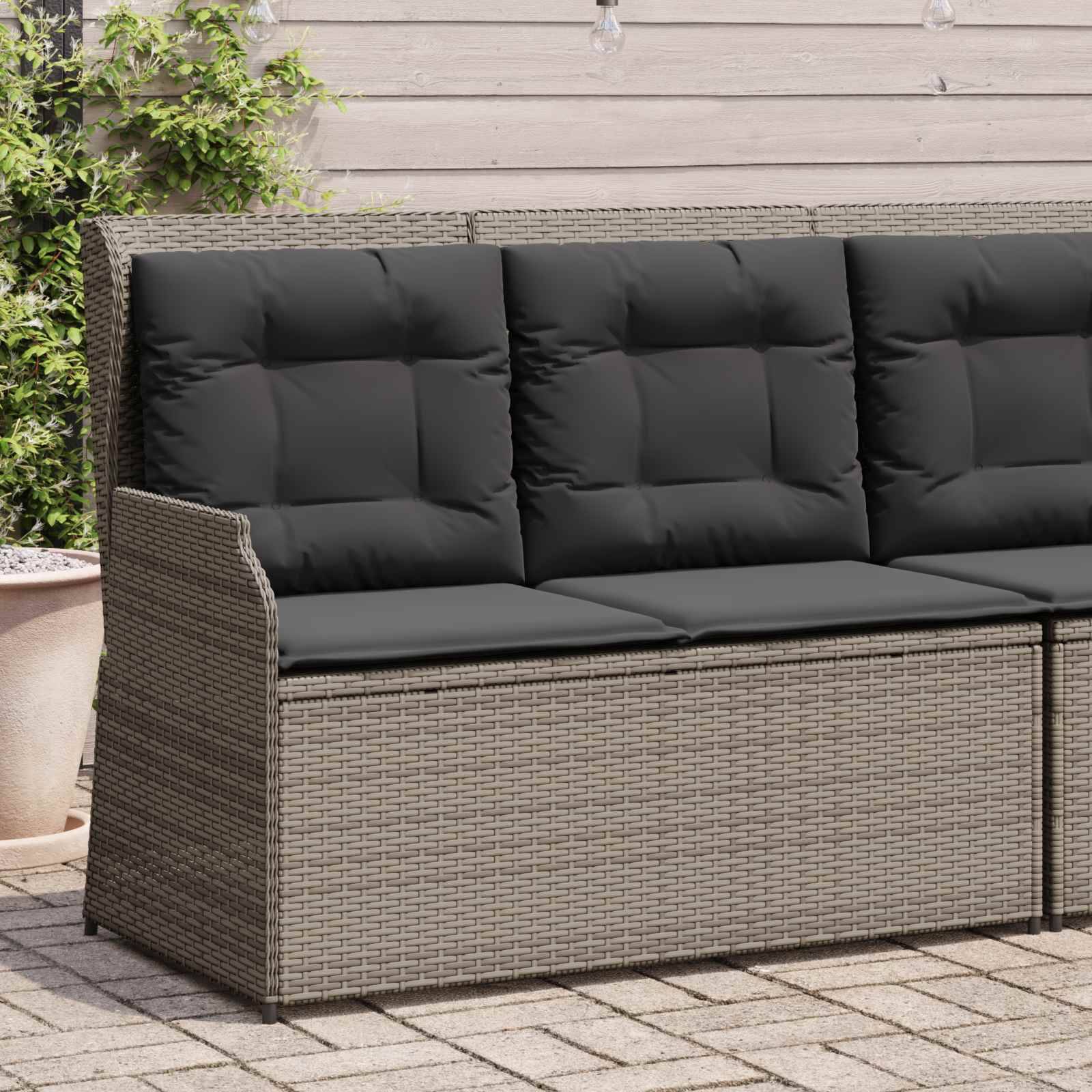 vidaXL Gartenbank Grau Poly-Rattan