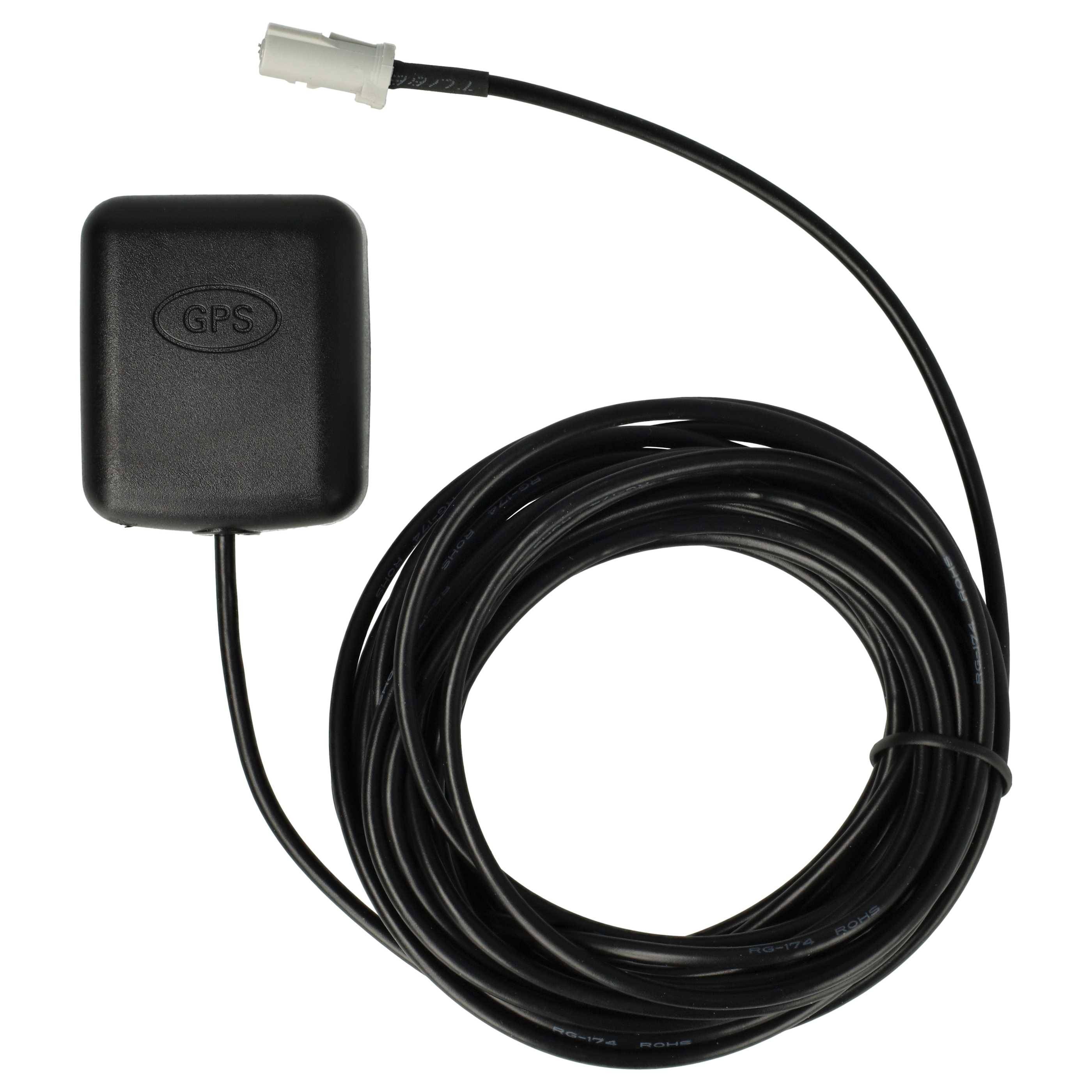 vhbw GPS Antenne kompatibel mit Pioneer AVIC-D2, AVIC-D1, AVIC-9DVD, AVIC-991HVT Navi mit AVIC-Anschluss - Magnetfuß, 5 m, Schwarz