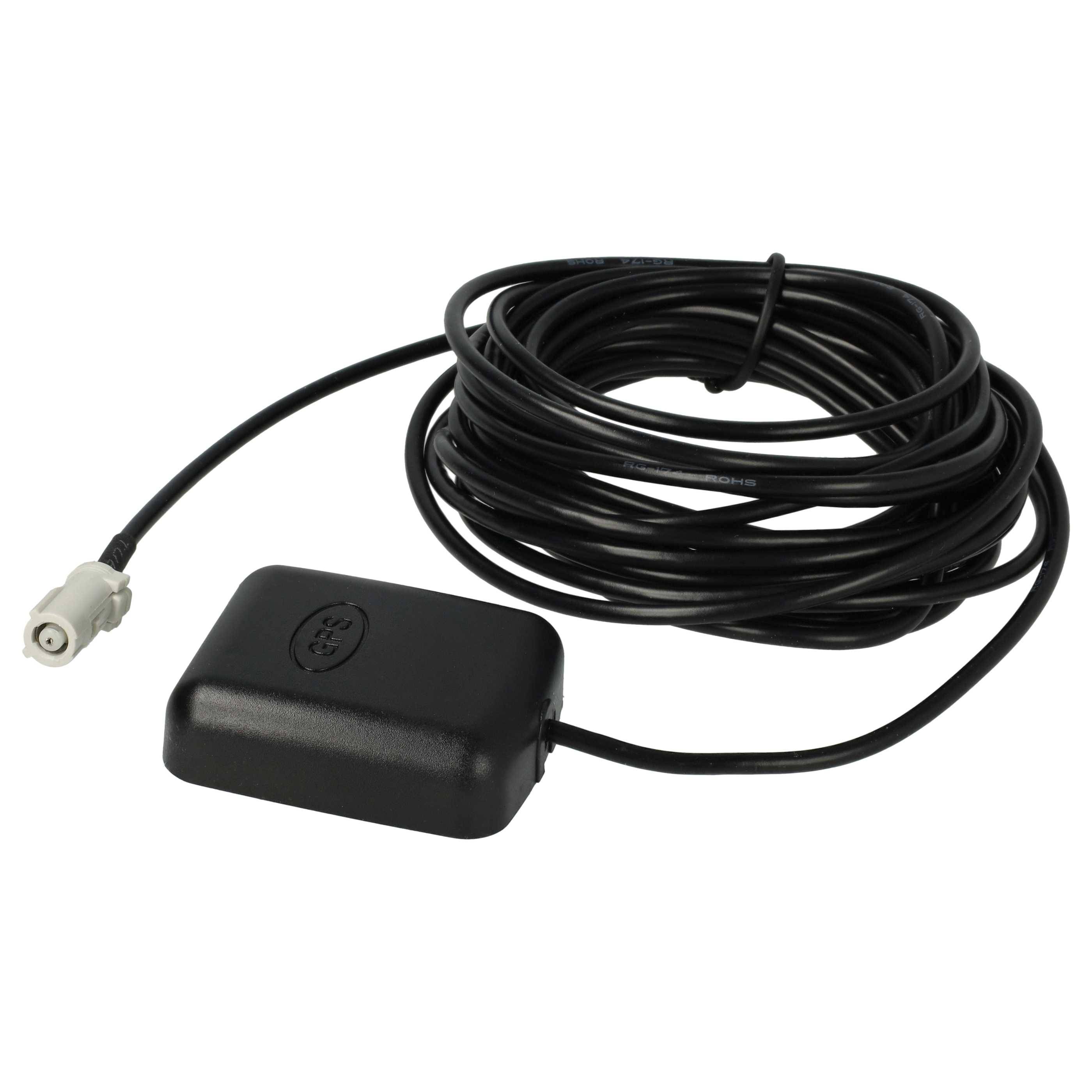 vhbw GPS Antenne kompatibel mit Pioneer AVIC-8DVD, AVIC-90DVD, AVIC-900 Navi mit AVIC-Anschluss - Magnetfuß, 5 m, Schwarz