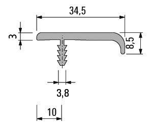 MB-Griffleiste Typ H, Aluminium eloxiert, L= 2500mm, B=34,5 mm, H=8,5 mm
