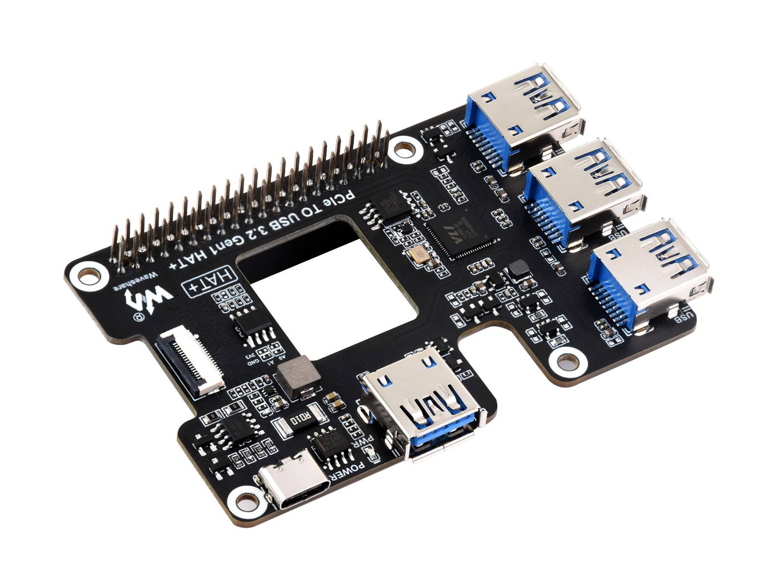 WaveShare PCIe to USB 3.2 Gen1 HAT for Raspberry Pi 5