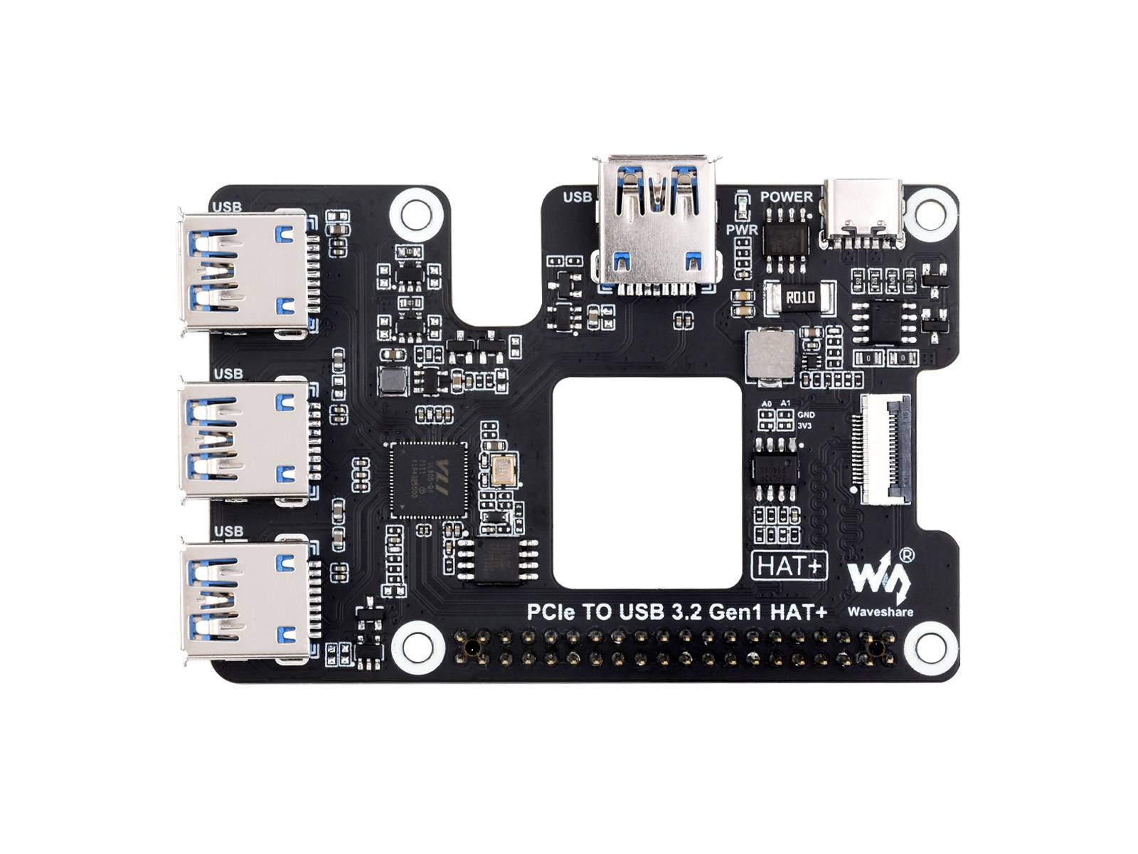 WaveShare PCIe to USB 3.2 Gen1 HAT for Raspberry Pi 5