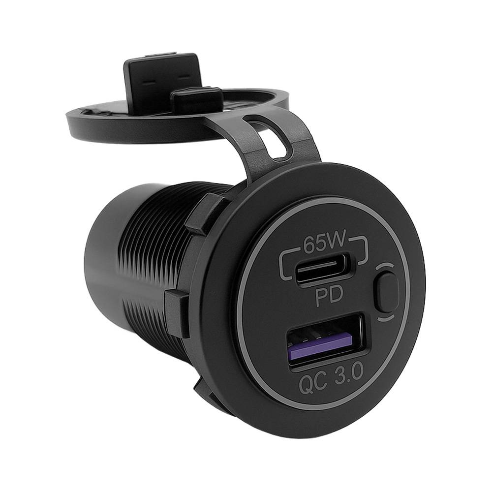 Offgridtec USB-Doppelsteckdose 12V /24V 18W USB-A + 65W USB-C Steckdose Kfz-Schnellladeadapter mit Abdeckung