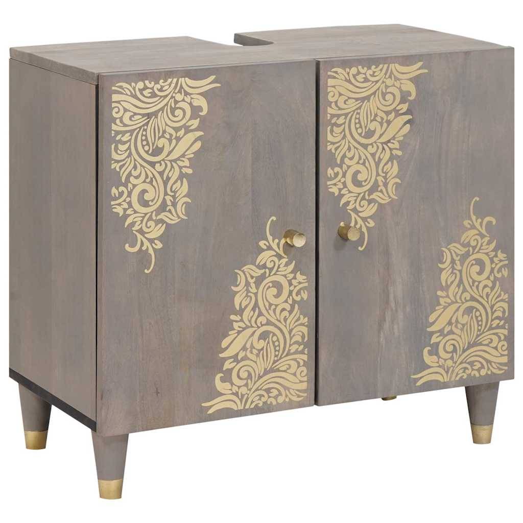 vidaXL Badezimmerschrank-Set Wandmontiert 5 pcs Grau Massivholz Mango