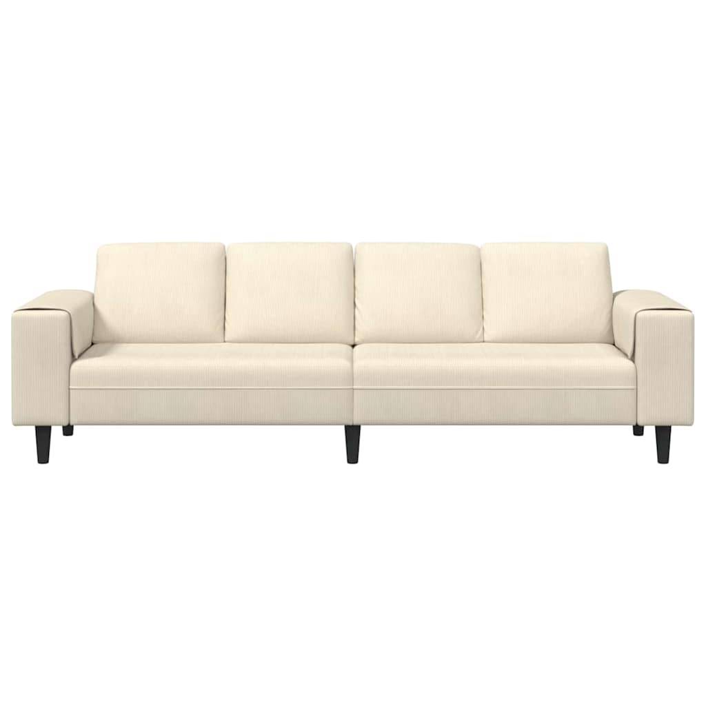 vidaXL Sofa mit Kissen Creme 250 x 77 x 76 cm Cordstoff