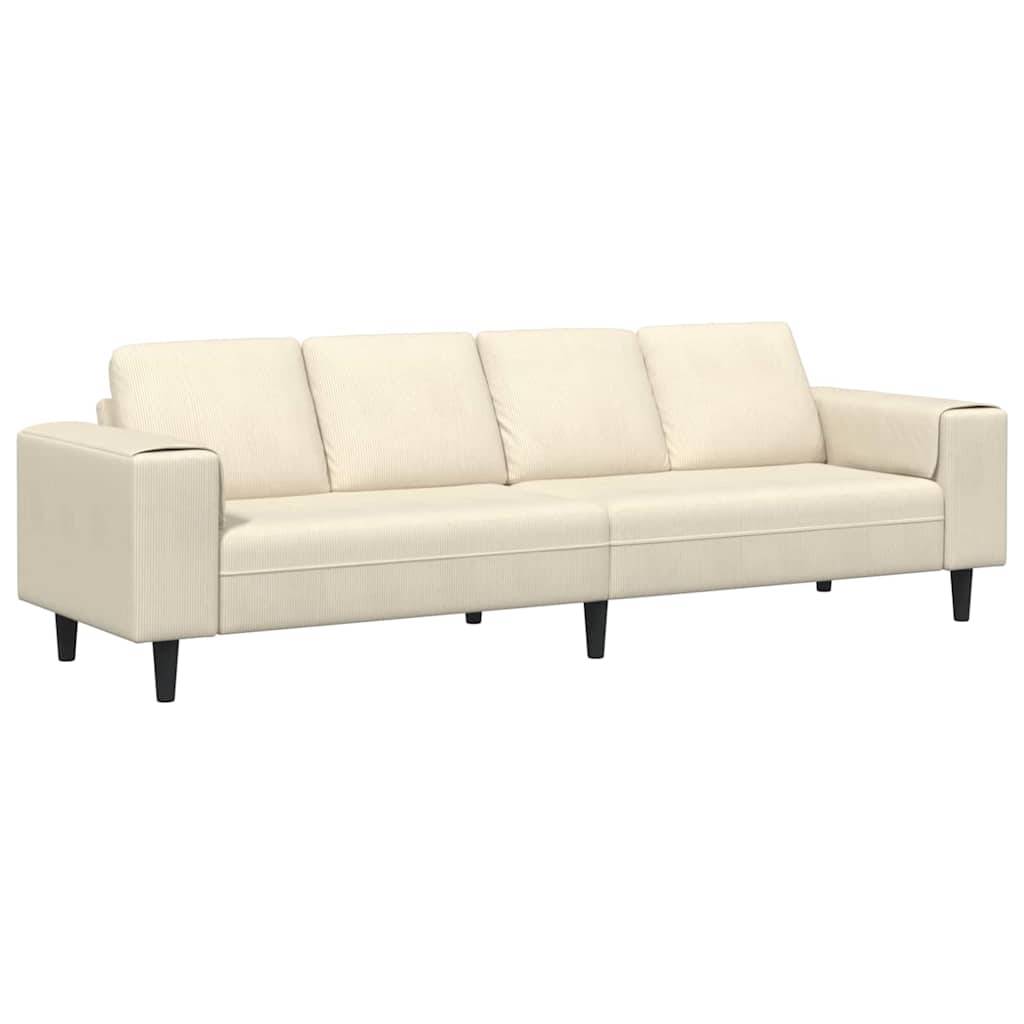 vidaXL Sofa mit Kissen Creme 250 x 77 x 76 cm Cordstoff