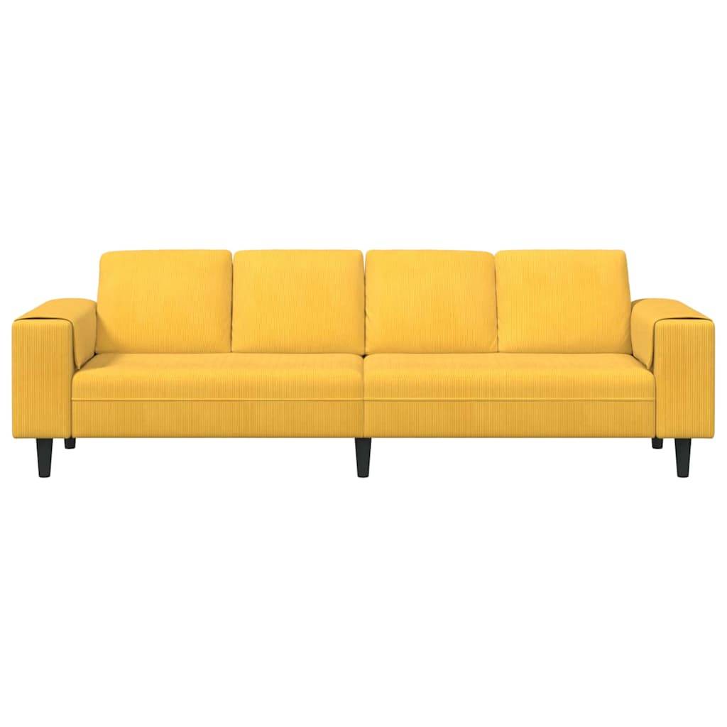 vidaXL Sofa mit Kissen Helles Gelb 250 x 77 x 76 cm Cordstoff
