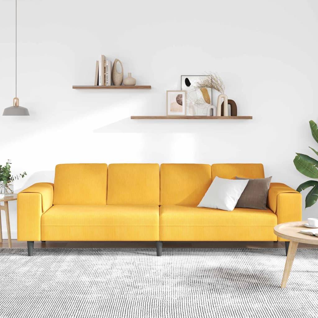 vidaXL Sofa Helles Gelb 250 x 77 x 76 cm Cordstoff