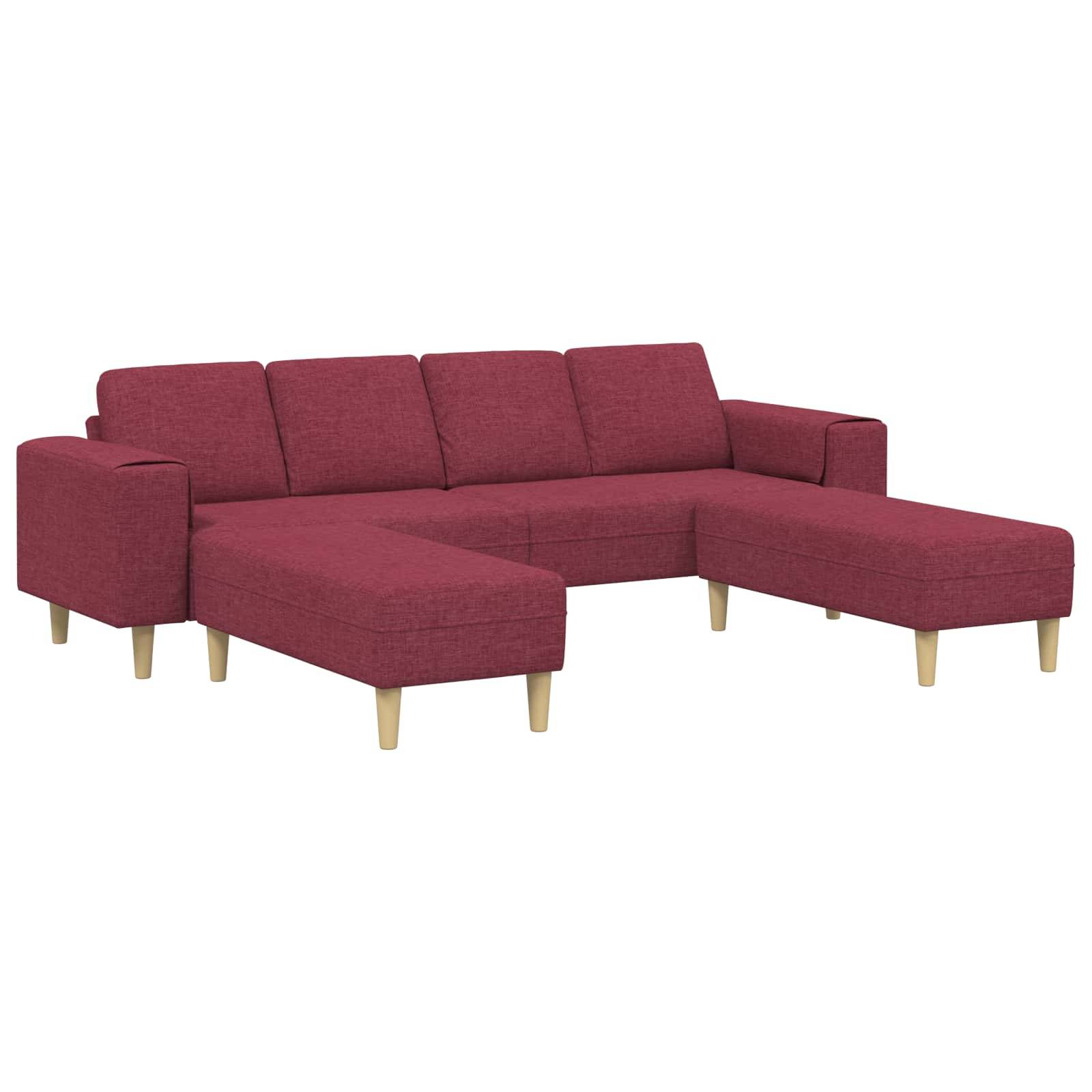 vidaXL Wohnzimmer Couch 3 pcs Weinrot 250 x 188 x 76 cm Polyester
