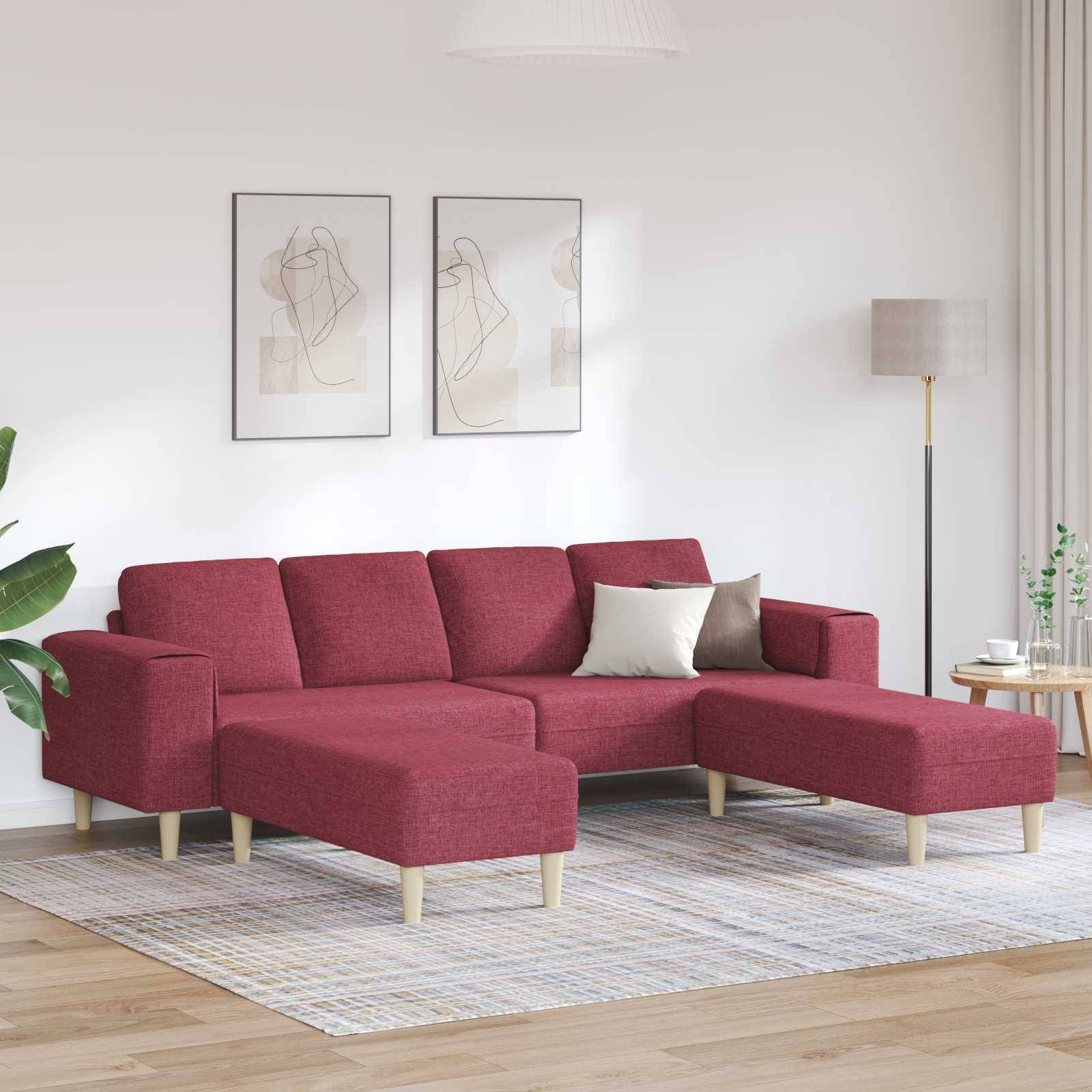 vidaXL Wohnzimmer Couch 3 pcs Weinrot 250 x 188 x 76 cm Polyester