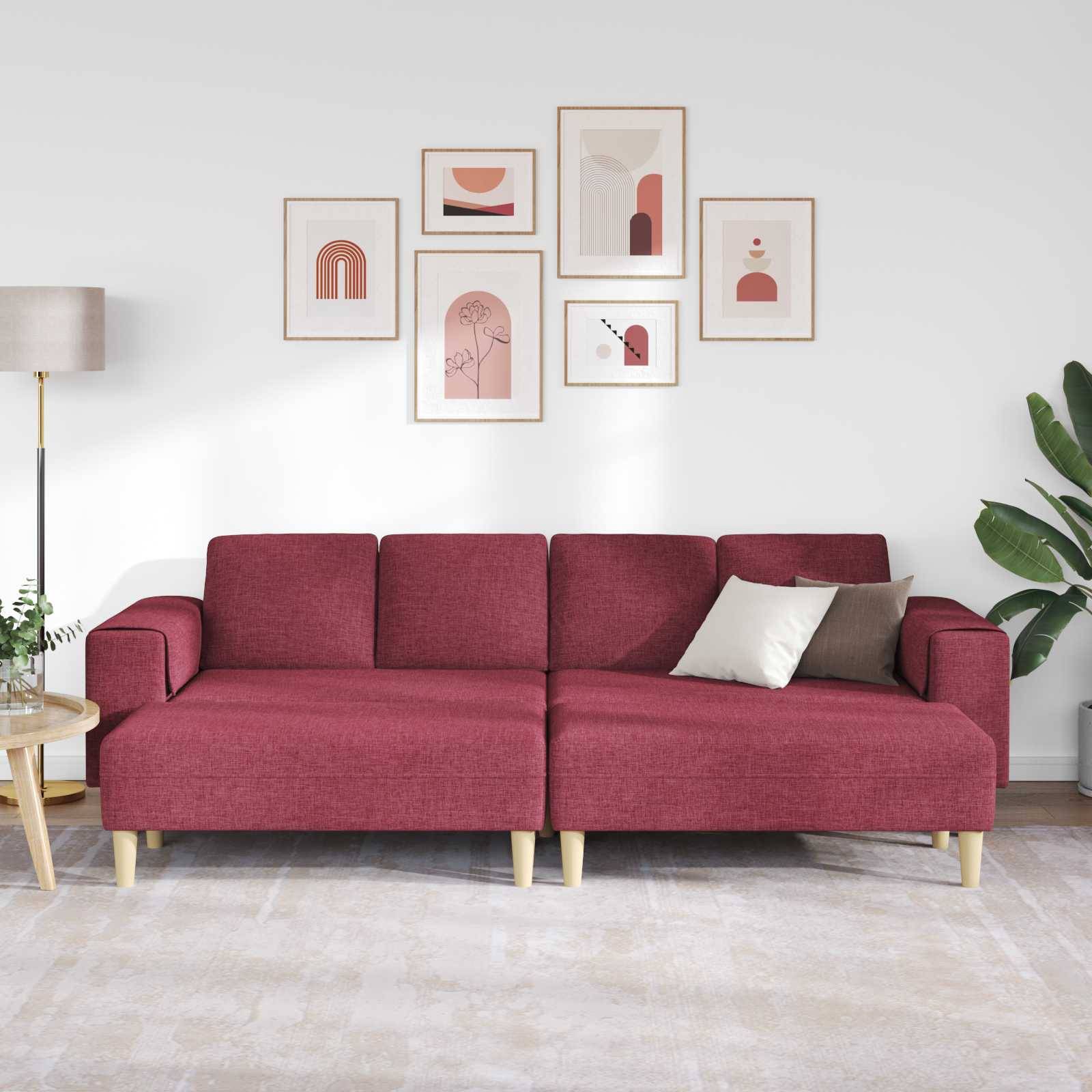 vidaXL Wohnzimmer Couch 3 pcs Weinrot 250 x 188 x 76 cm Polyester