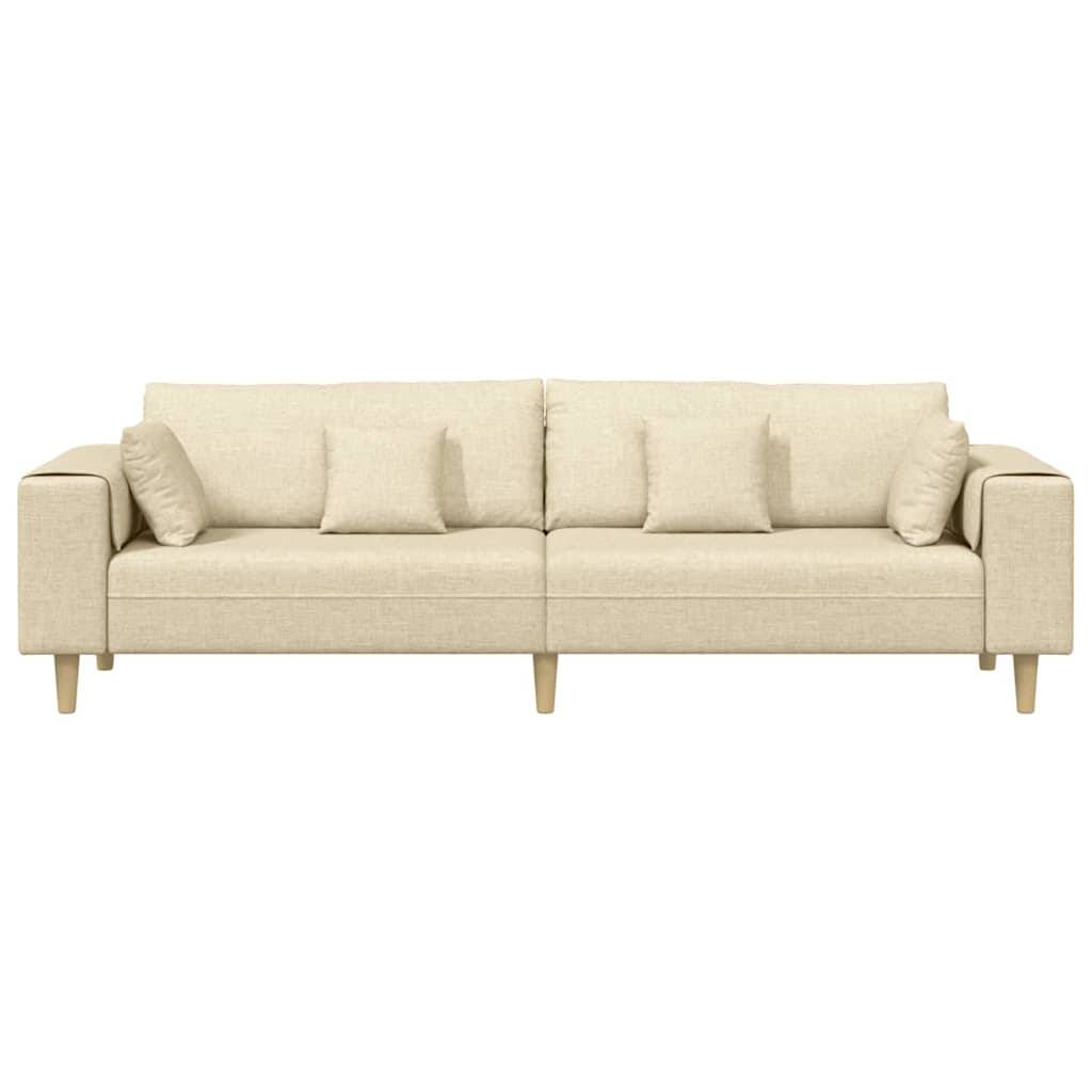 vidaXL Sofa mit Kissen Creme 250 x 77 x 76 cm Stoff