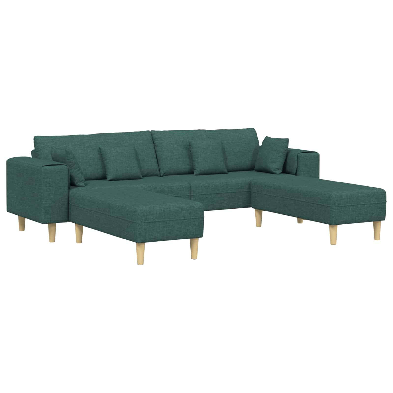 vidaXL Sofa mit Kissen 3 pcs Dunkelgrün Stoff