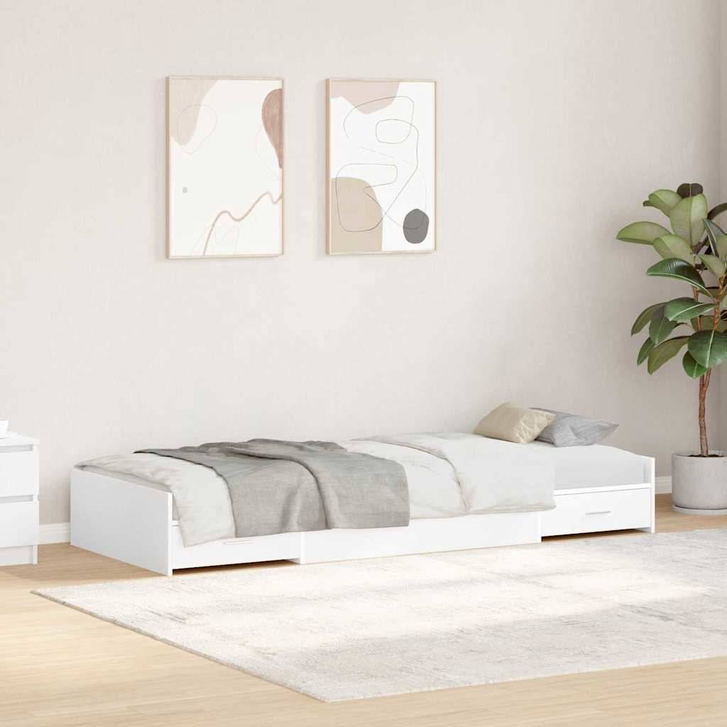 vidaXL Bettrahmen mit Kopfteil Weiß 98,5 x 200 cm Holzwerkstoff