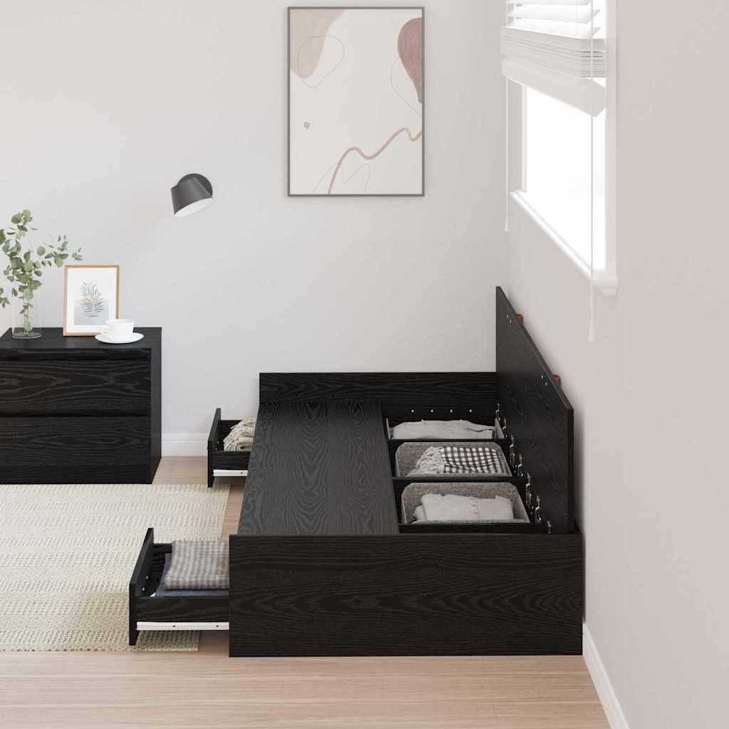 vidaXL Bettrahmen Schwarz Eichen-Optik 98,5 x 200 cm Holzwerkstoff