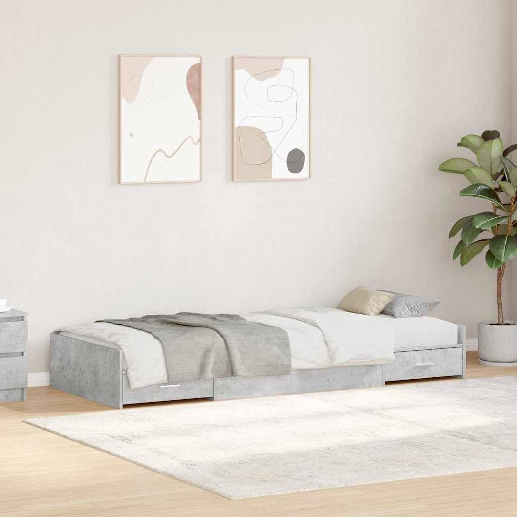 vidaXL Bettrahmen mit Kopfteil Beton Grau 98,5 x 200 cm Holzwerkstoff
