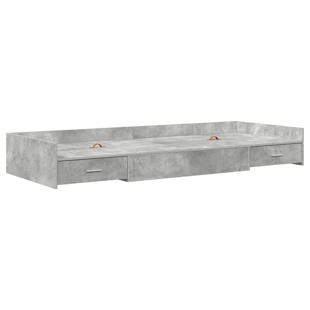 vidaXL Bettrahmen mit Kopfteil Beton Grau 98,5 x 200 cm Holzwerkstoff