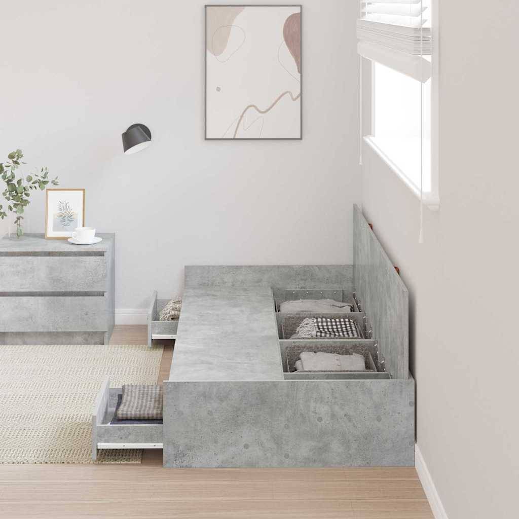 vidaXL Bettrahmen mit Kopfteil Beton Grau 98,5 x 200 cm Holzwerkstoff
