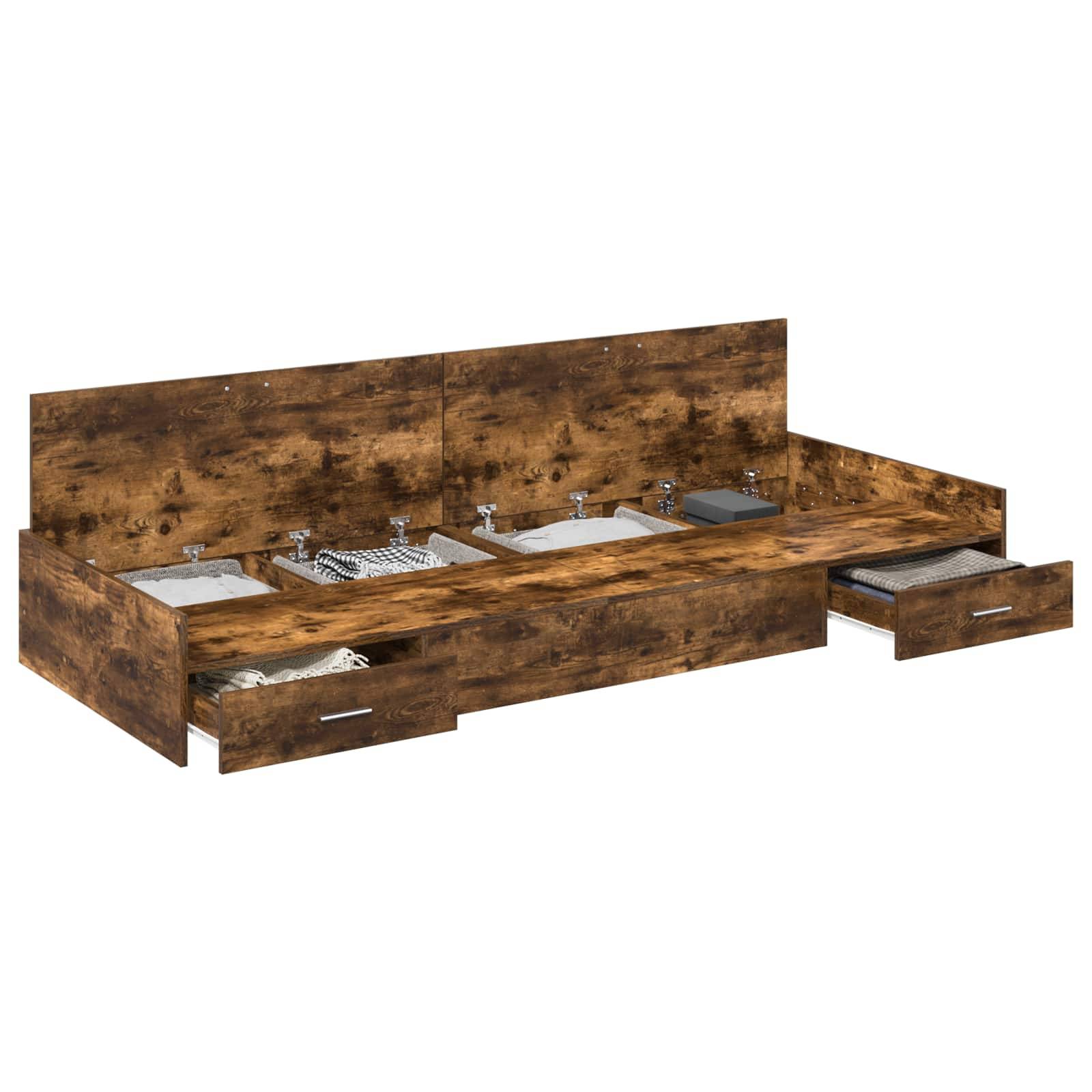 vidaXL Bettrahmen Geräucherte Eiche 98,5 x 200 cm Holzwerkstoff