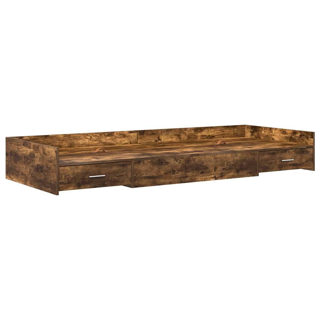 vidaXL Bettrahmen Geräucherte Eiche 90 x 190 cm Holzwerkstoff