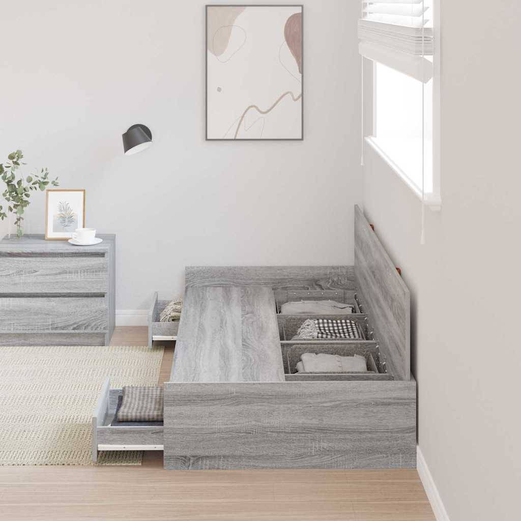 vidaXL Bettrahmen Graues Sonoma 98,5 x 200 cm Holzwerkstoff