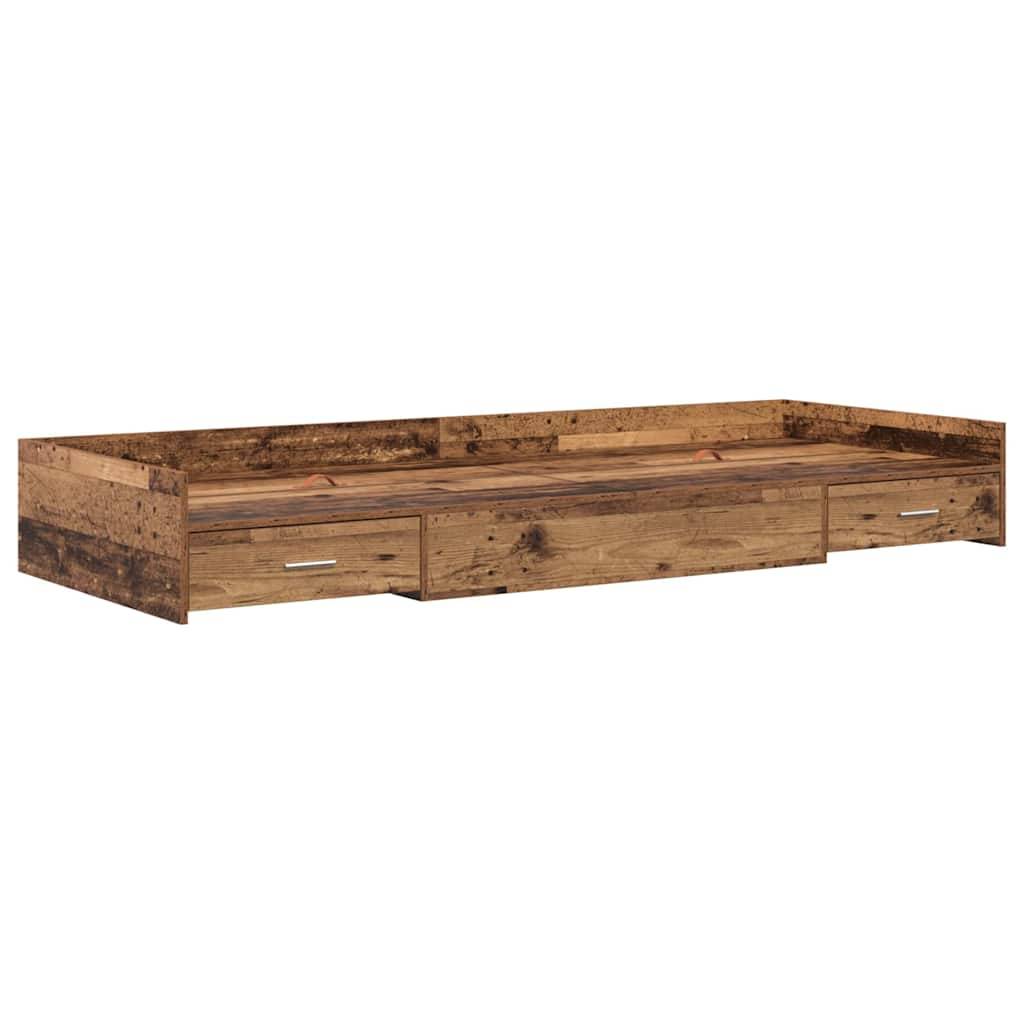 vidaXL Bettrahmen mit Kopfteil Altholz 98,5 x 200 cm Holzwerkstoff