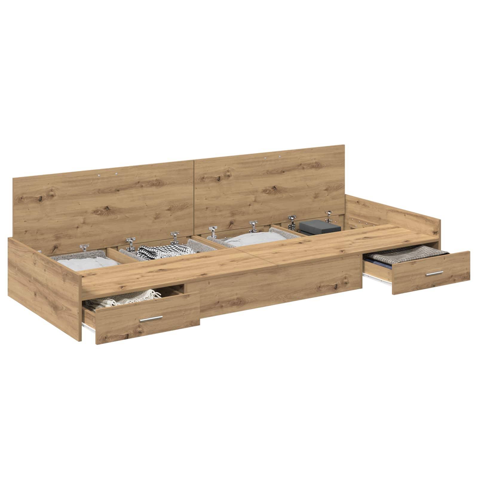 vidaXL Bettrahmen mit Kopfteil Artisan-Eiche 90 x 200 cm Holzwerkstoff