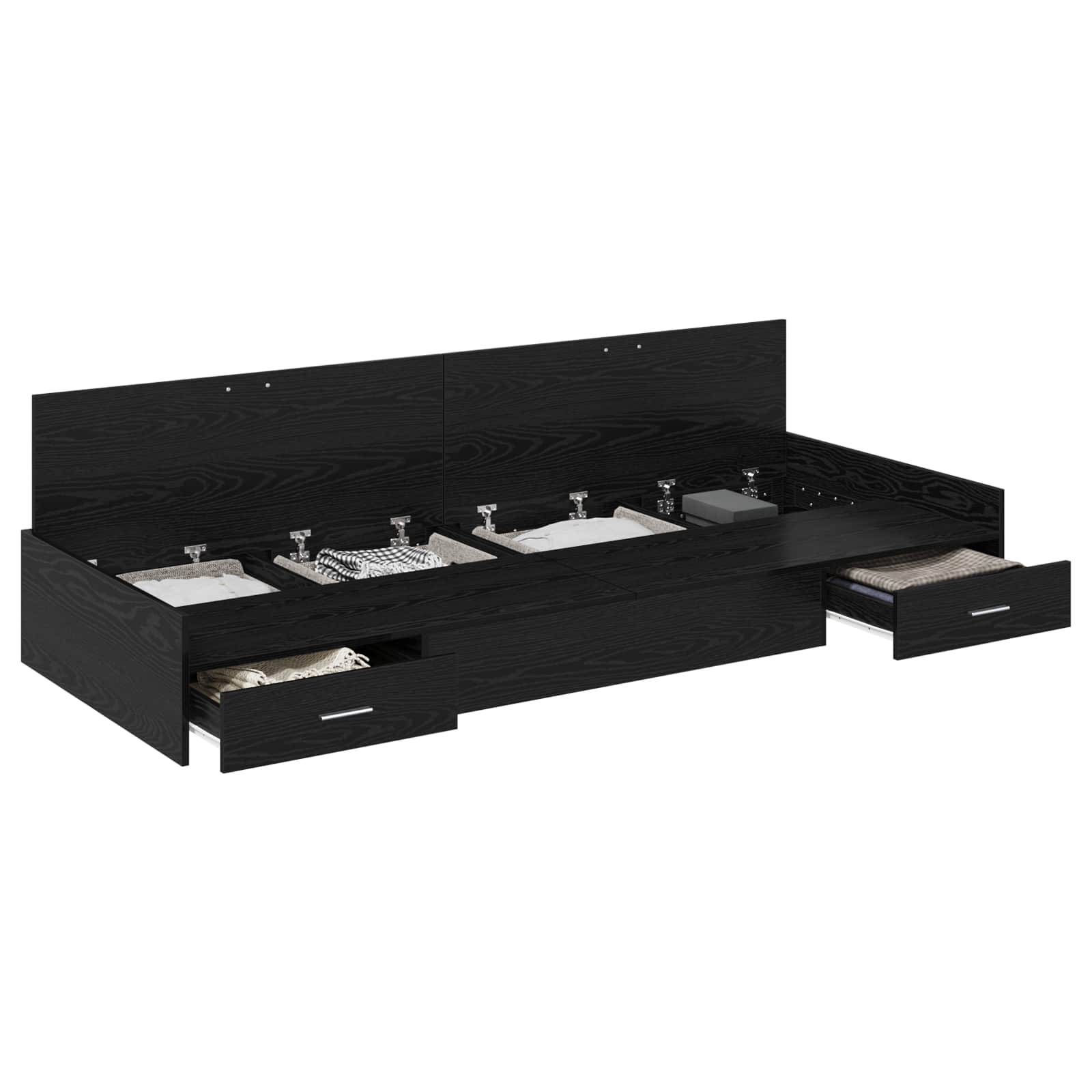 vidaXL Bettrahmen Schwarz Eichen-Optik 75 x 190 cm Holzwerkstoff