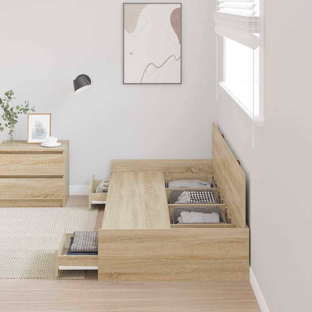 vidaXL Bettrahmen mit Kopfteil Sonoma-Eiche 75 x 190 cm Holzwerkstoff