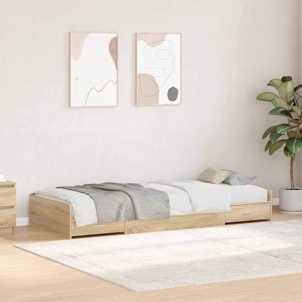 vidaXL Bettrahmen mit Kopfteil Sonoma-Eiche 75 x 190 cm Holzwerkstoff