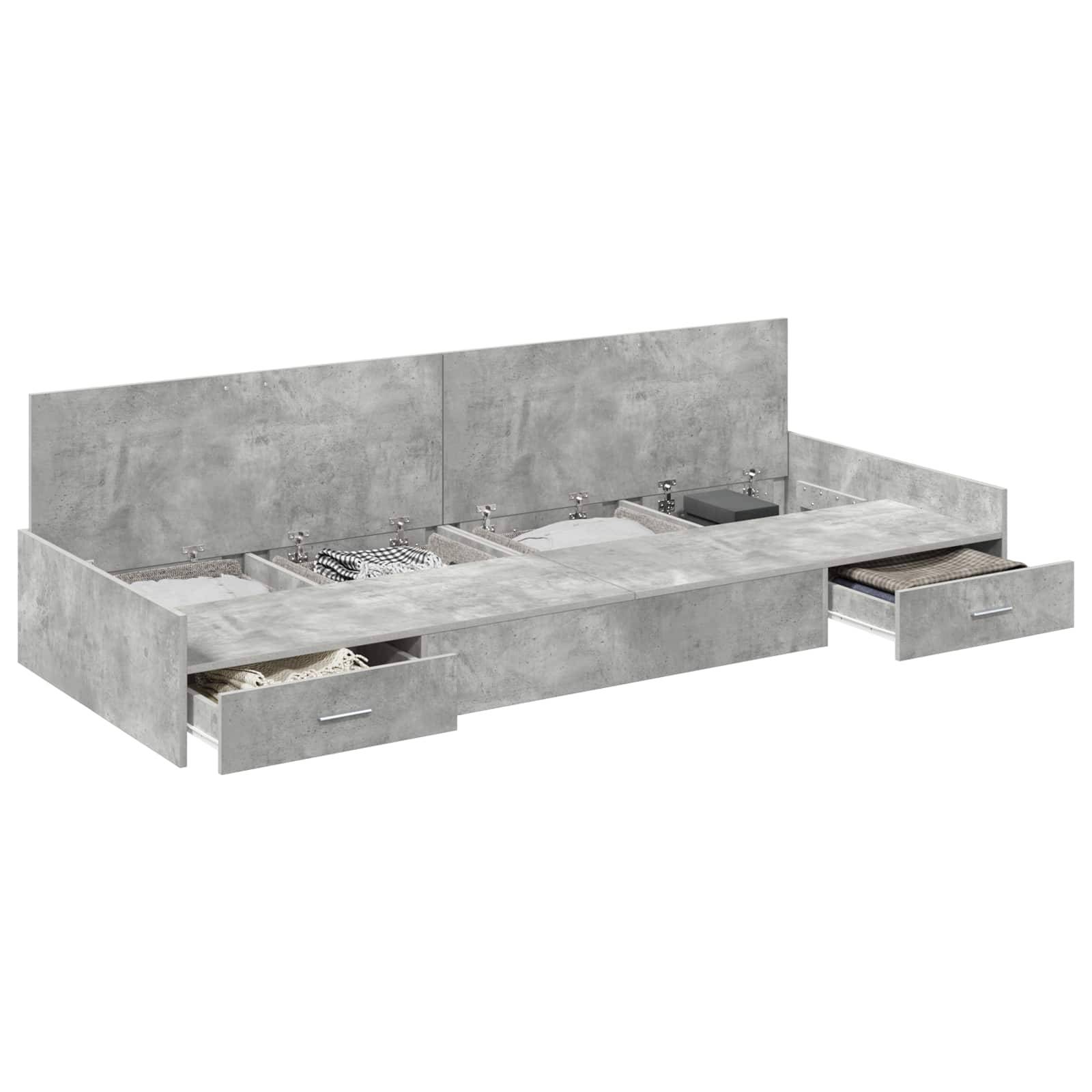 vidaXL Bettrahmen mit Kopfteil Beton Grau 80 x 200 cm Holzwerkstoff