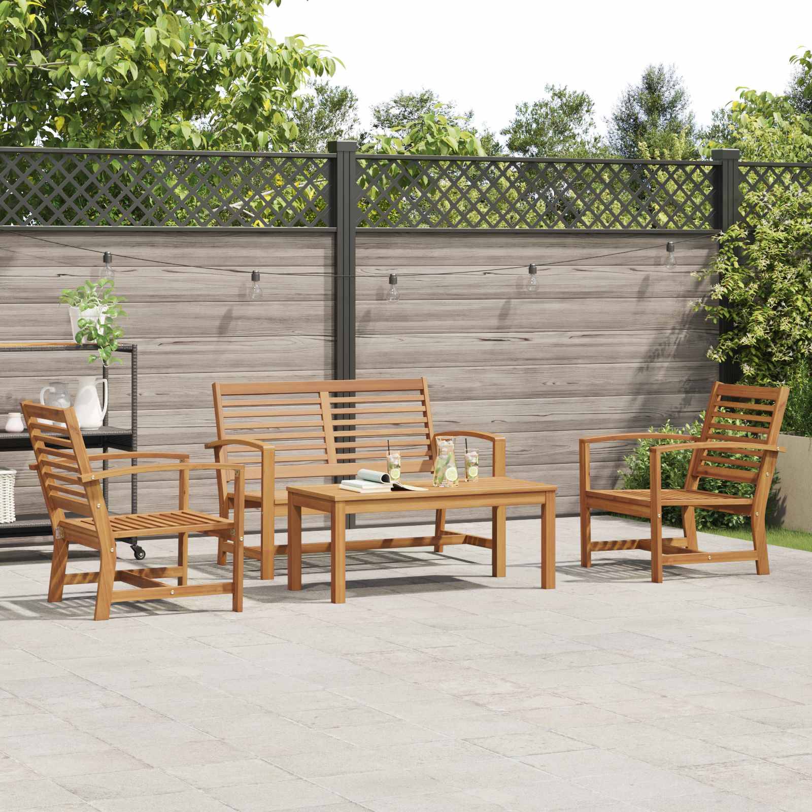 vidaXL Gartensofa-set 4 pcs Natur Massivholz Teak