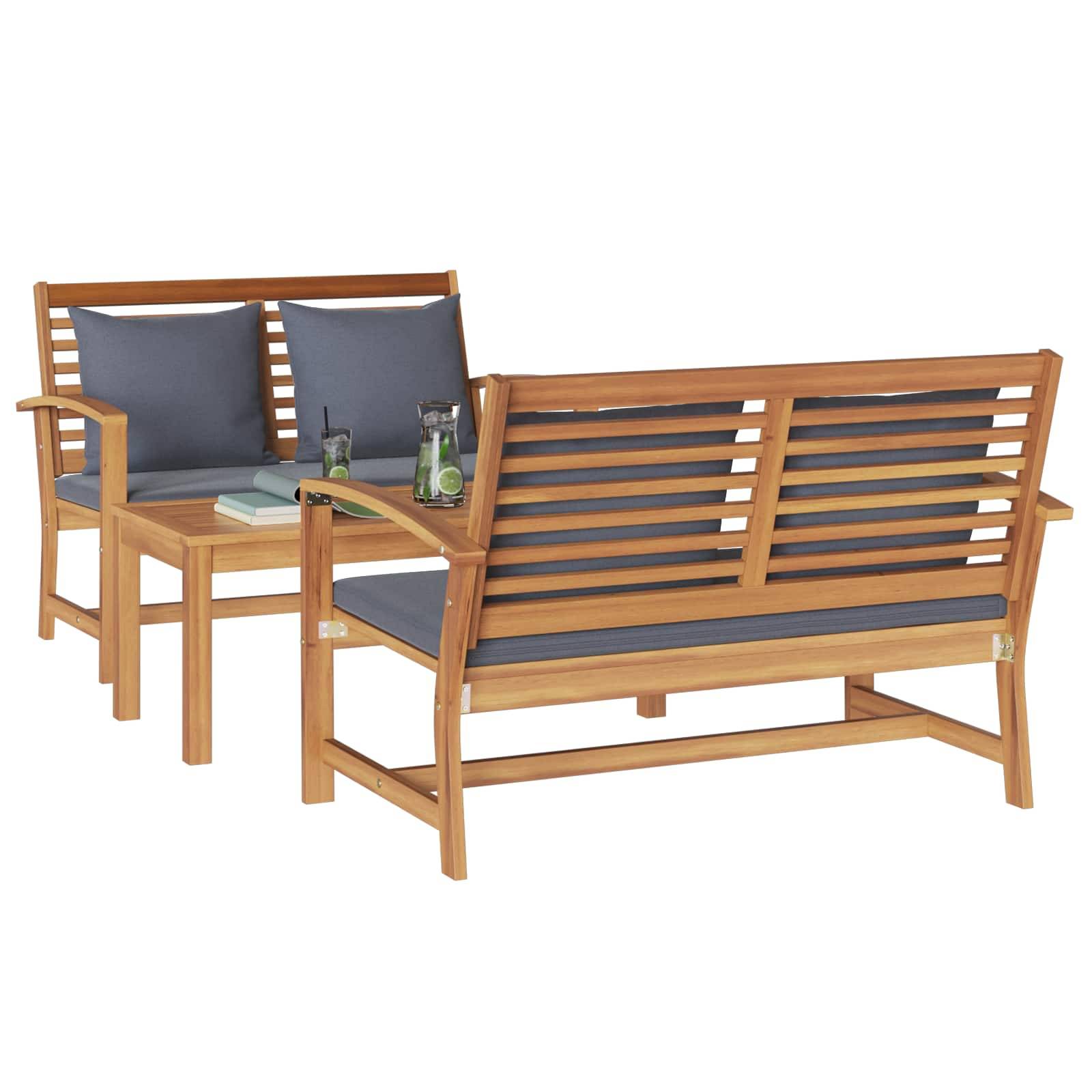 vidaXL Gartensofa-set 3 pcs Natur Massivholz Teak
