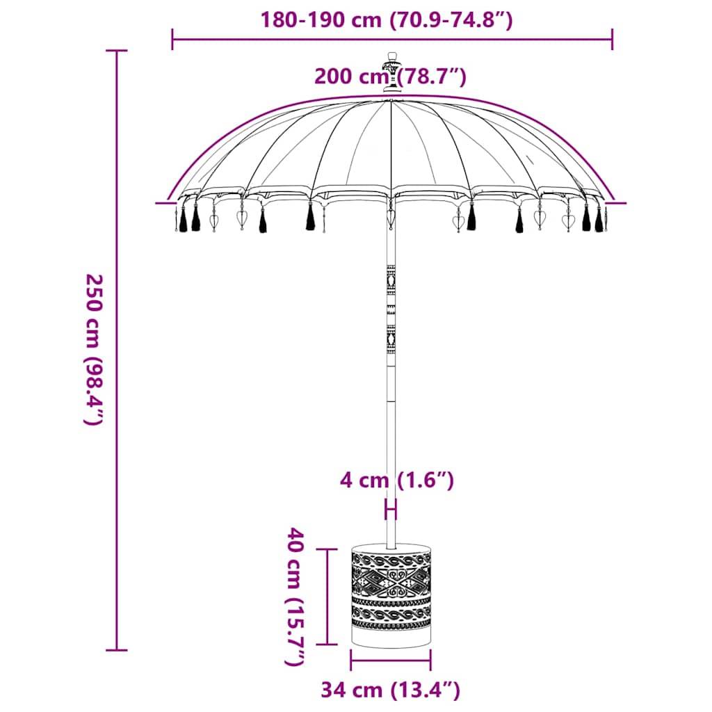 vidaXL Balinesischer Sonnenschirm mit Sockel Rosa 185 x 185 x 260 cm
